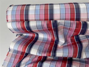 Skjorte poplin - med fine blå / røde stribe-tern 